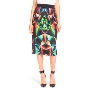 Milly Prism Print Midi Scuba Pencil Skirt